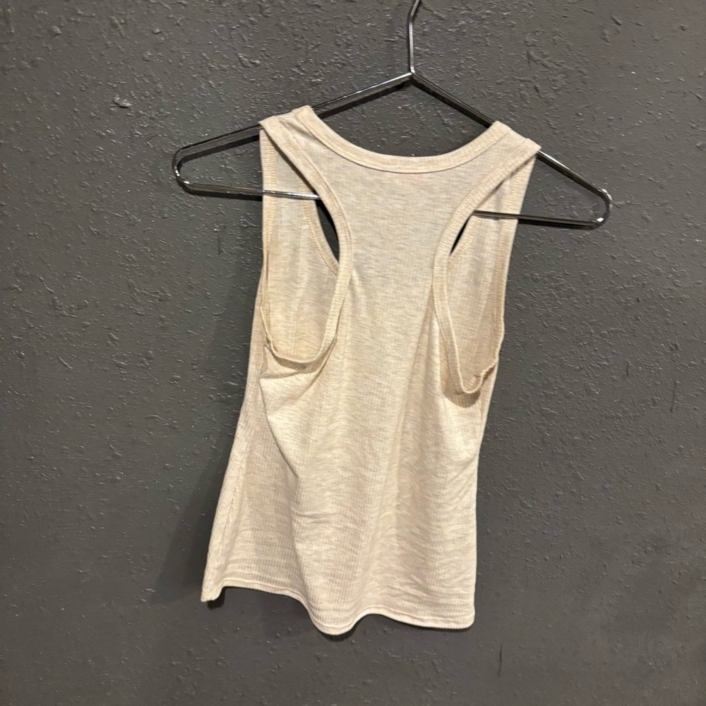 Pink Lily Beige Ribbed Tank Top - Picture 2 of 4